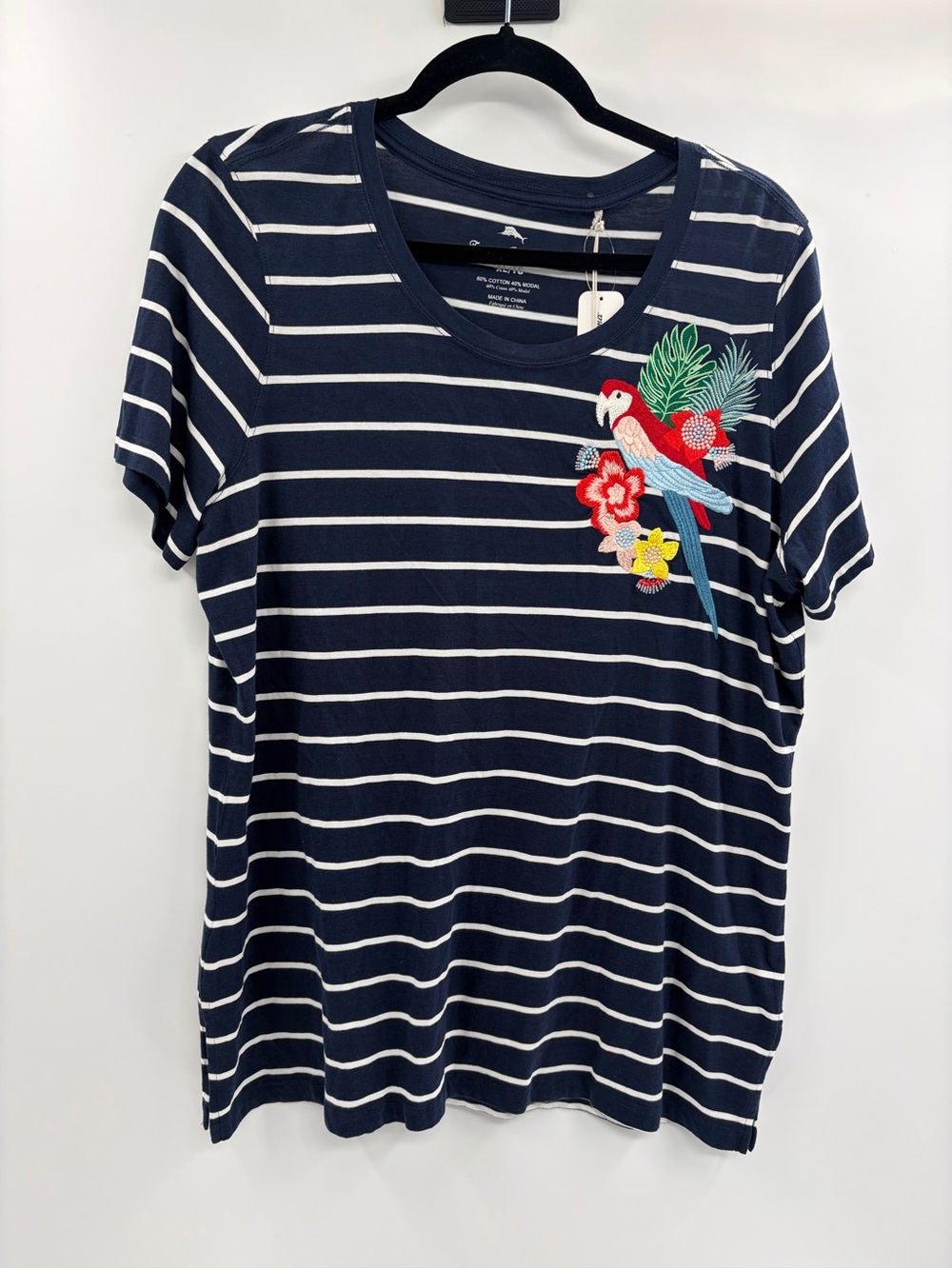 Tommy Bahama summer parrot trap embroidered short sleeve t-shirt tee size xl NWT
